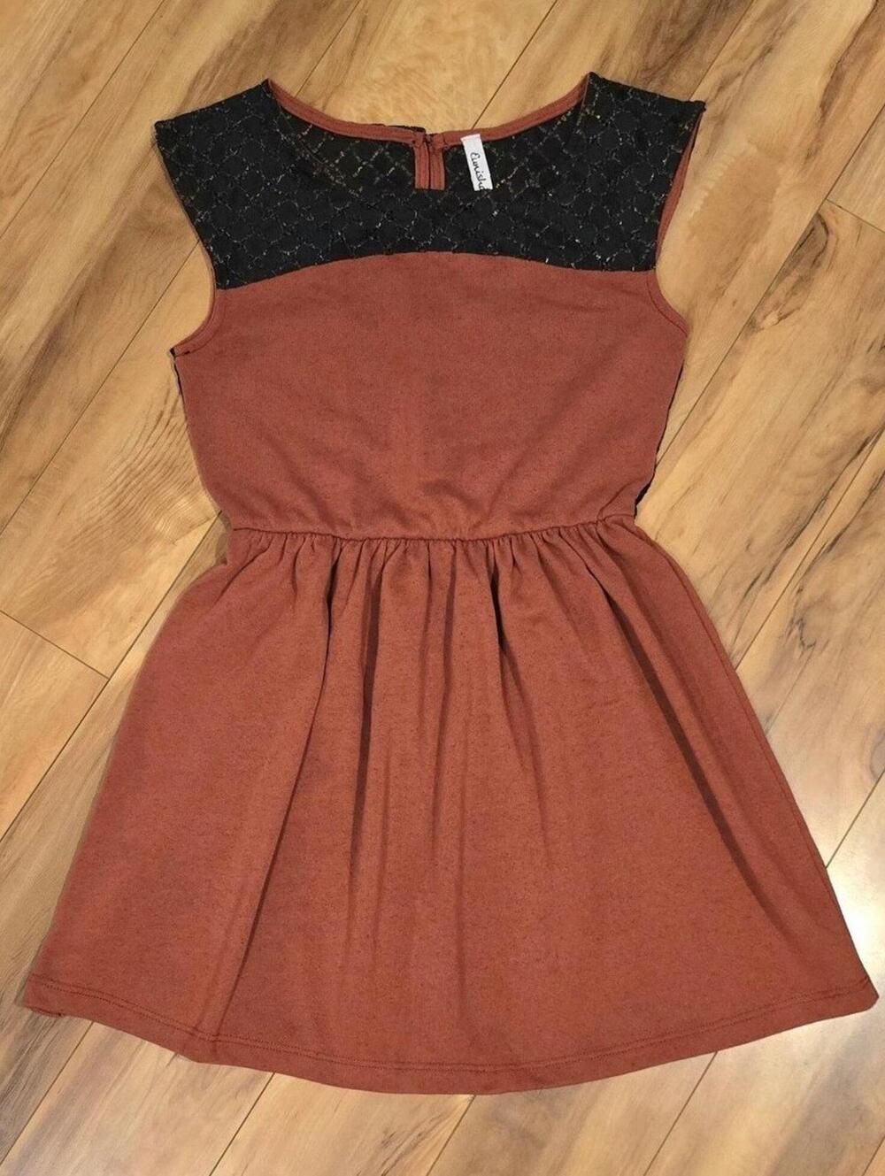 Eunishop Burnt Red & Black Dress Women's Juniors S